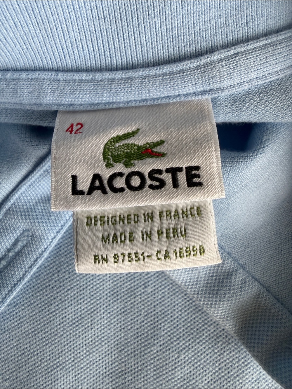 Lacoste Blue Stretch Pique Polo Shirt Women’s 42 M Short Sleeve Tennis Golf - Picture 4 of 9